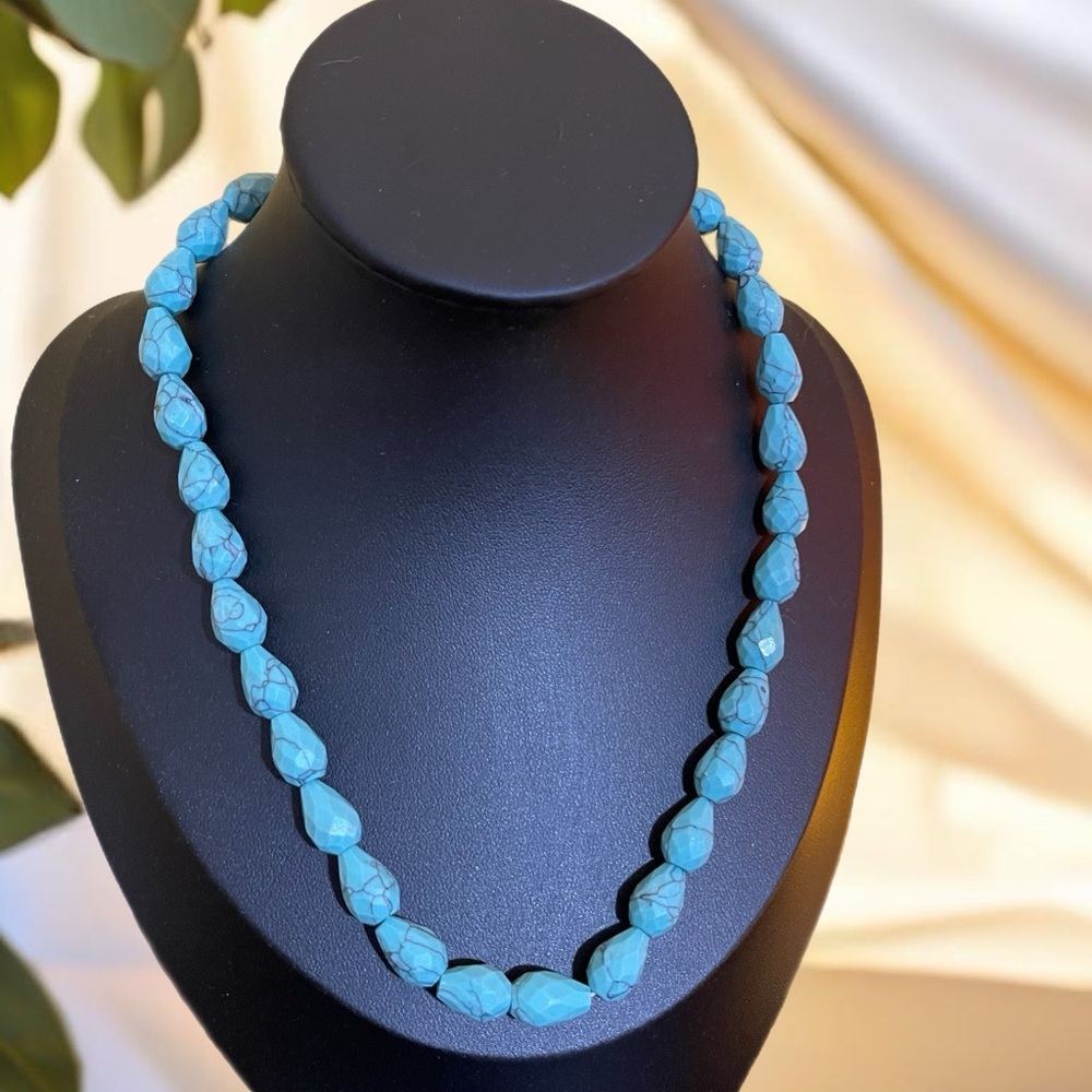 New Natural Turquoise Beaded Necklace Choker